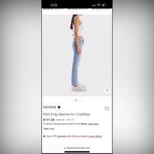 MOTHER DENIM Flirt Fray size 28 color- I CONFESS